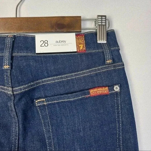 7 For All Mankind Aubrey Super High Rise Button Fly Skinny Jeans 28 - Picture 5 of 6